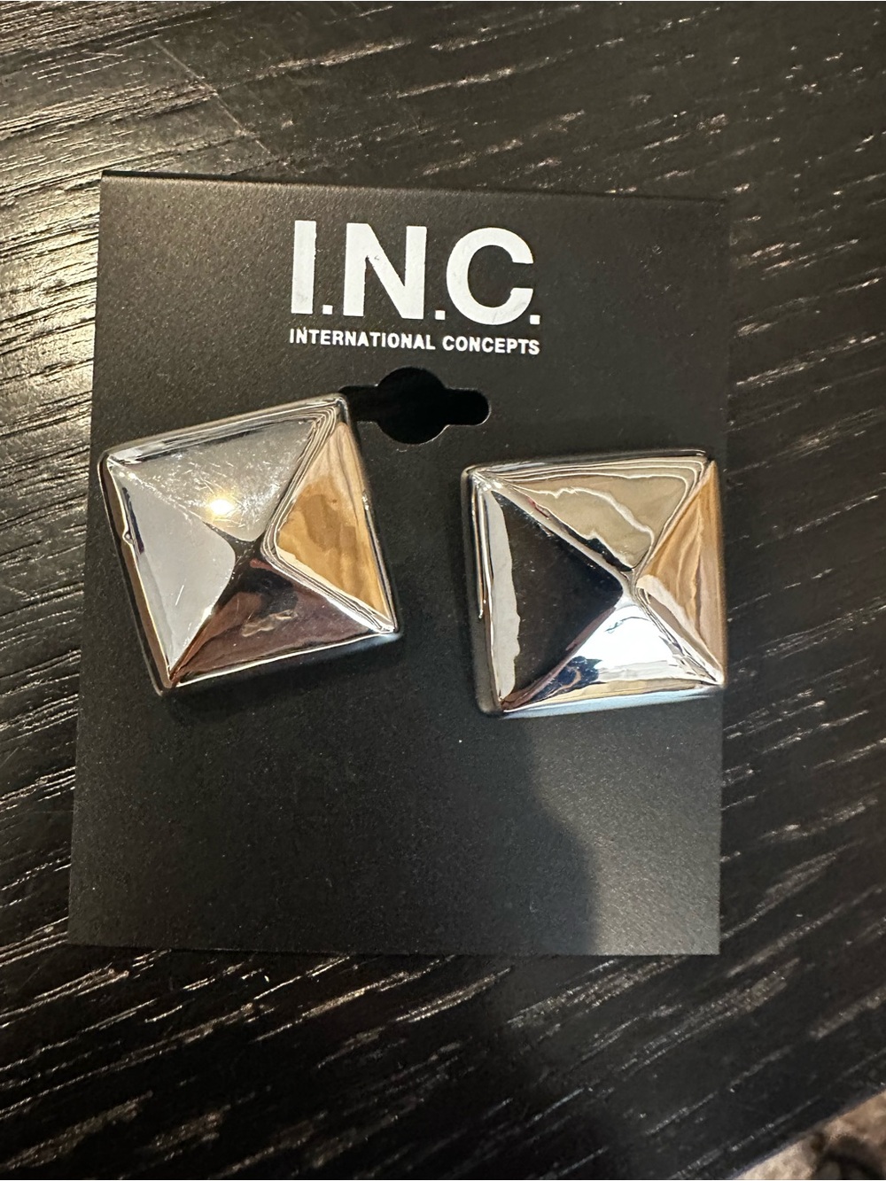 INC International Concepts Silver Pyramid earrings Accessories